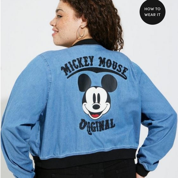 TORRID DISNEY BOMBER JACKET MICKEY MOUSE GRAPHIC DENIM AMERICANA SIZE 2X NWT - Picture 5 of 14